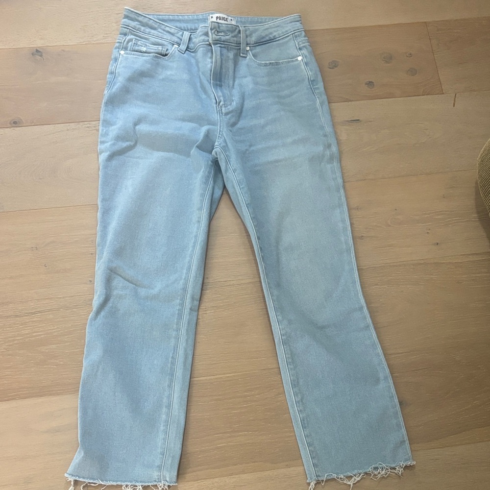 PAIGE Cindy Crop - Light Blue Cropped Jeans with Frayed Hem